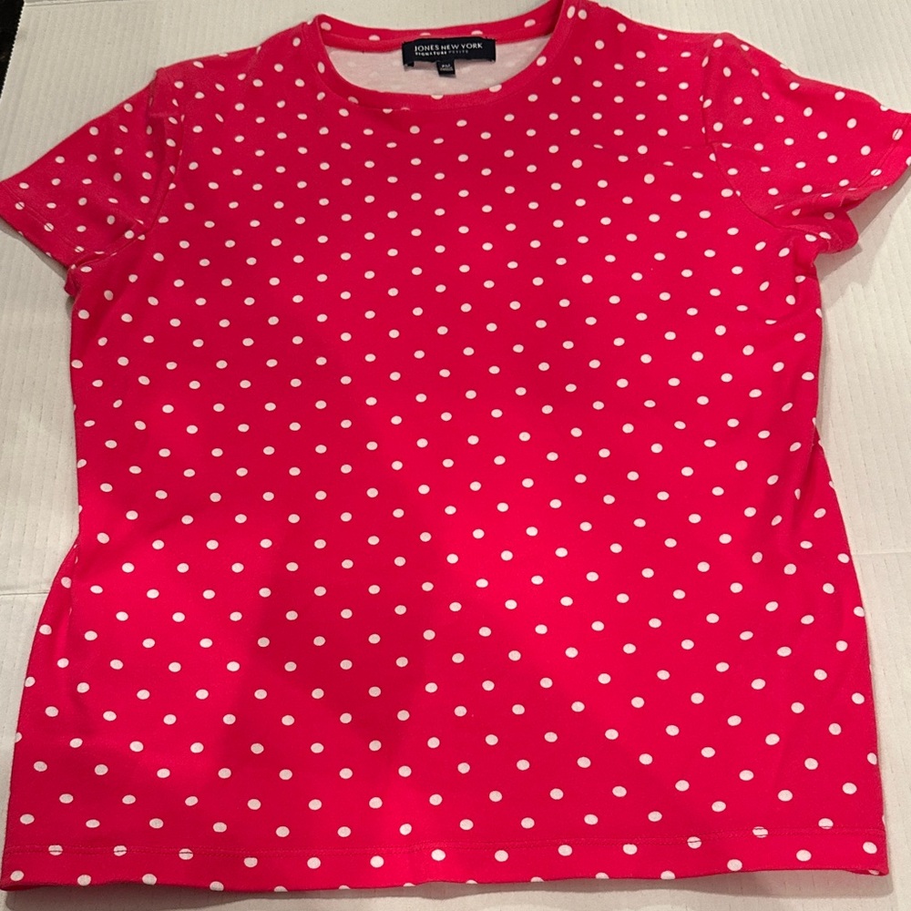 Jones New York Pink Polka Dot Short Sleeve Tee PM